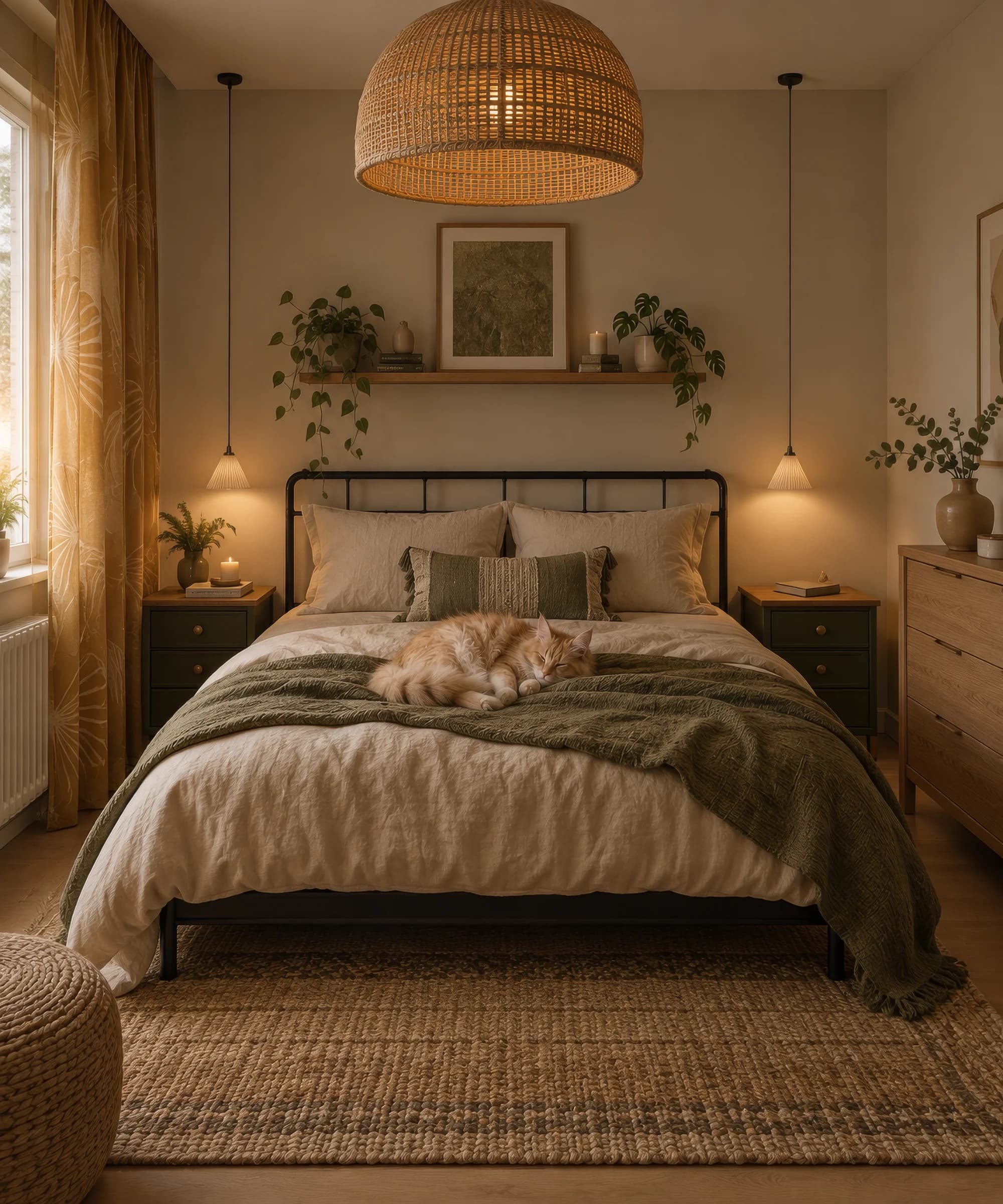 Spálňa v zemitých tónoch | Cozy Earthy Boho Bedroom — Spálňa