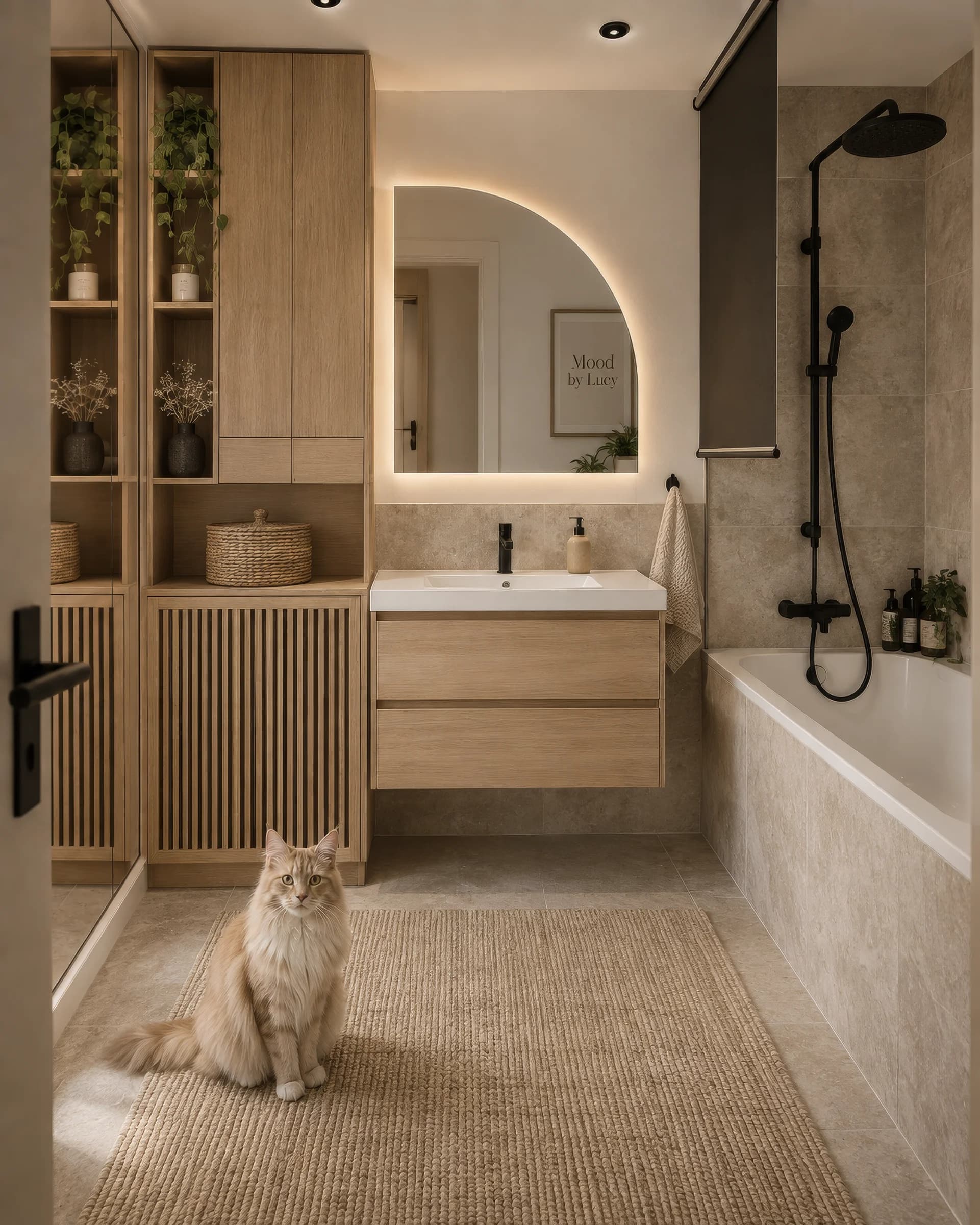 Malá kúpeľňa v svetlom dekore dreva | Inspiration for bathroom — Kúpeľňa