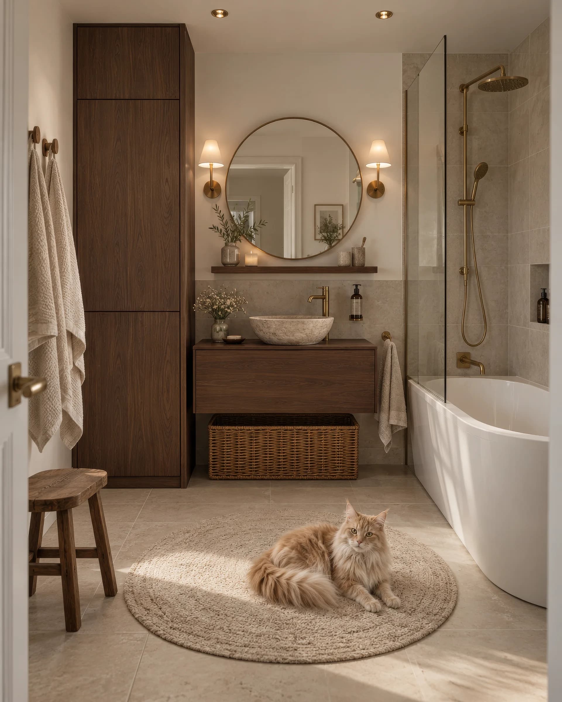 Elegantná kúpeľňa v tmavom dekore dreva | Bathroom inspiration — Kúpeľňa