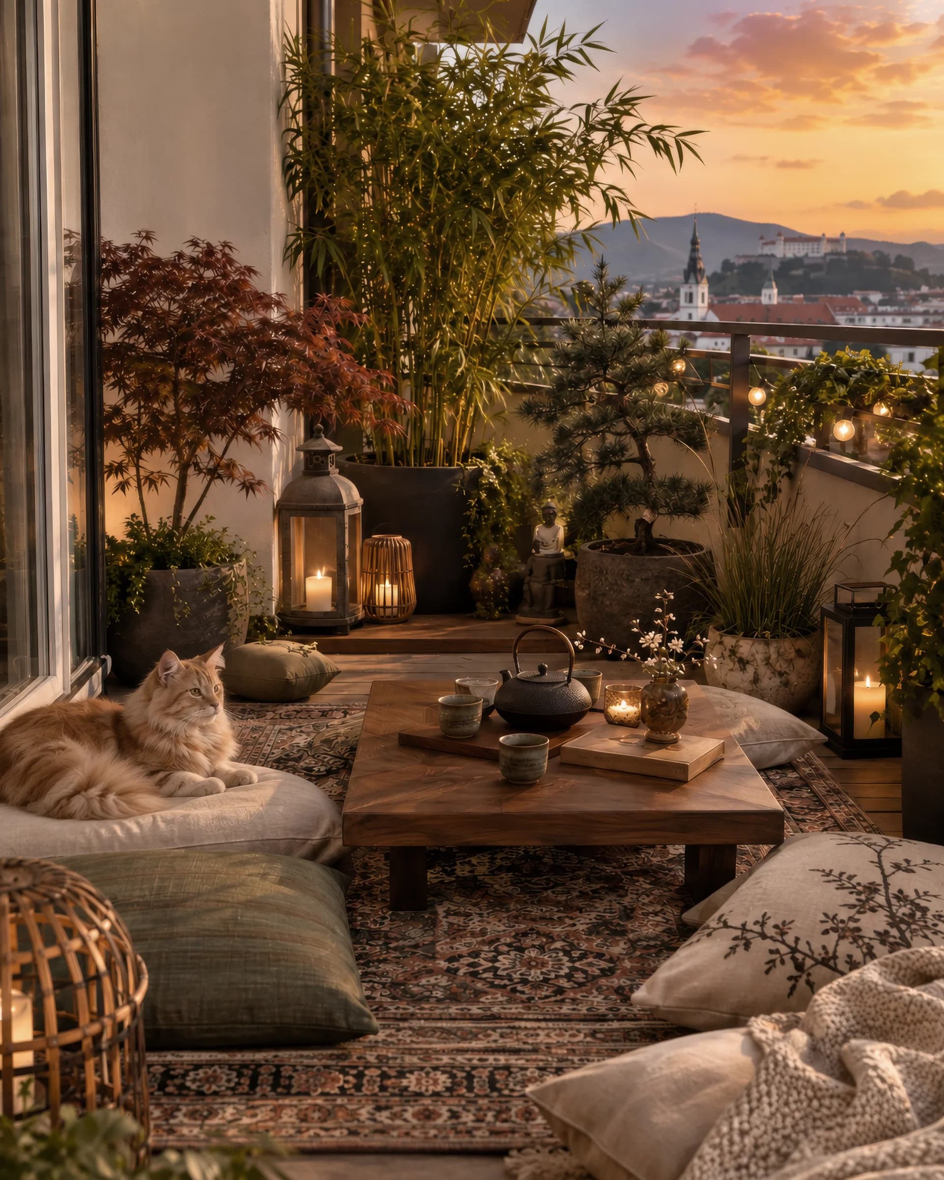Japonský čajový kútik na malom balkóne | Balcony inspiration — Balkón