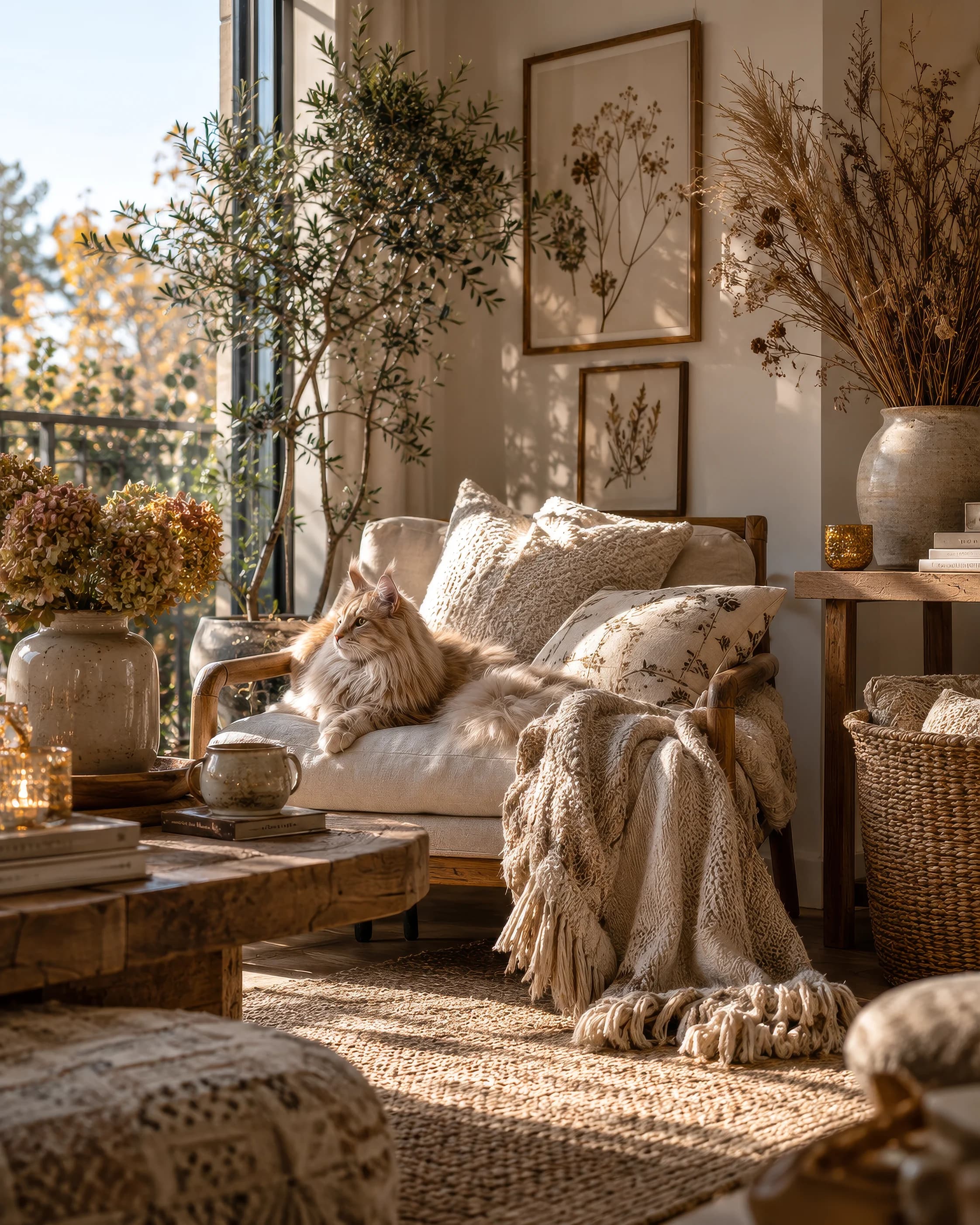 Prírodný jesenný kútik | Cozy autumn interior — Obývačka